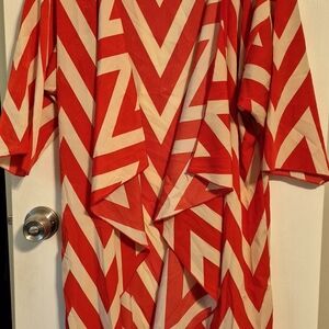 Red and Cream Chevron Kimono